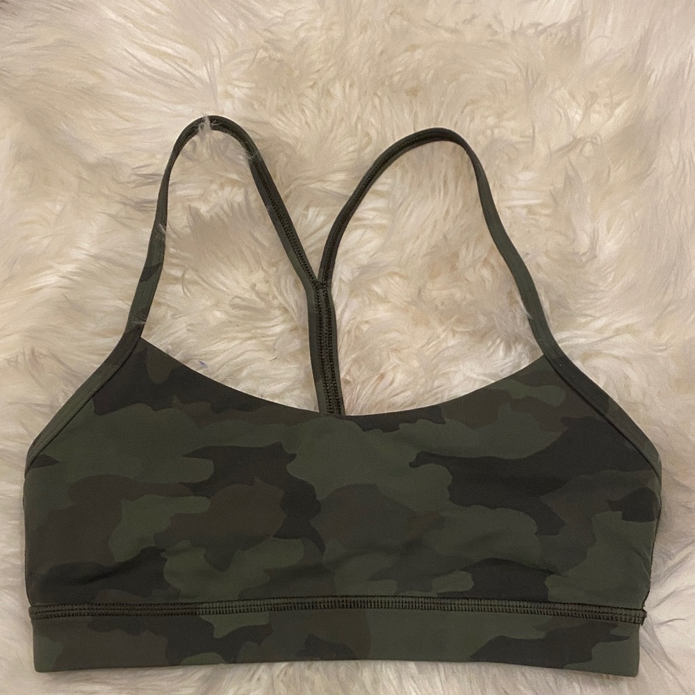 lululemon athletica Camo Slim-Strap Sports Bra - Olive Green/Black